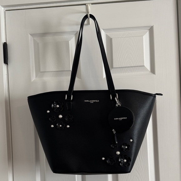 Karl Lagerfeld Black Floral Tote Bag - Picture 2 of 13